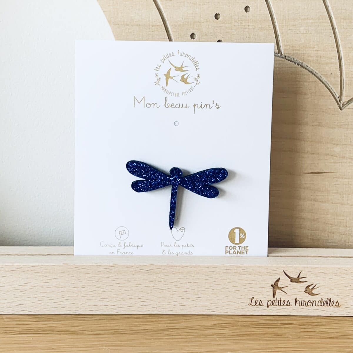 Pin's Libellule Bleu pailleté