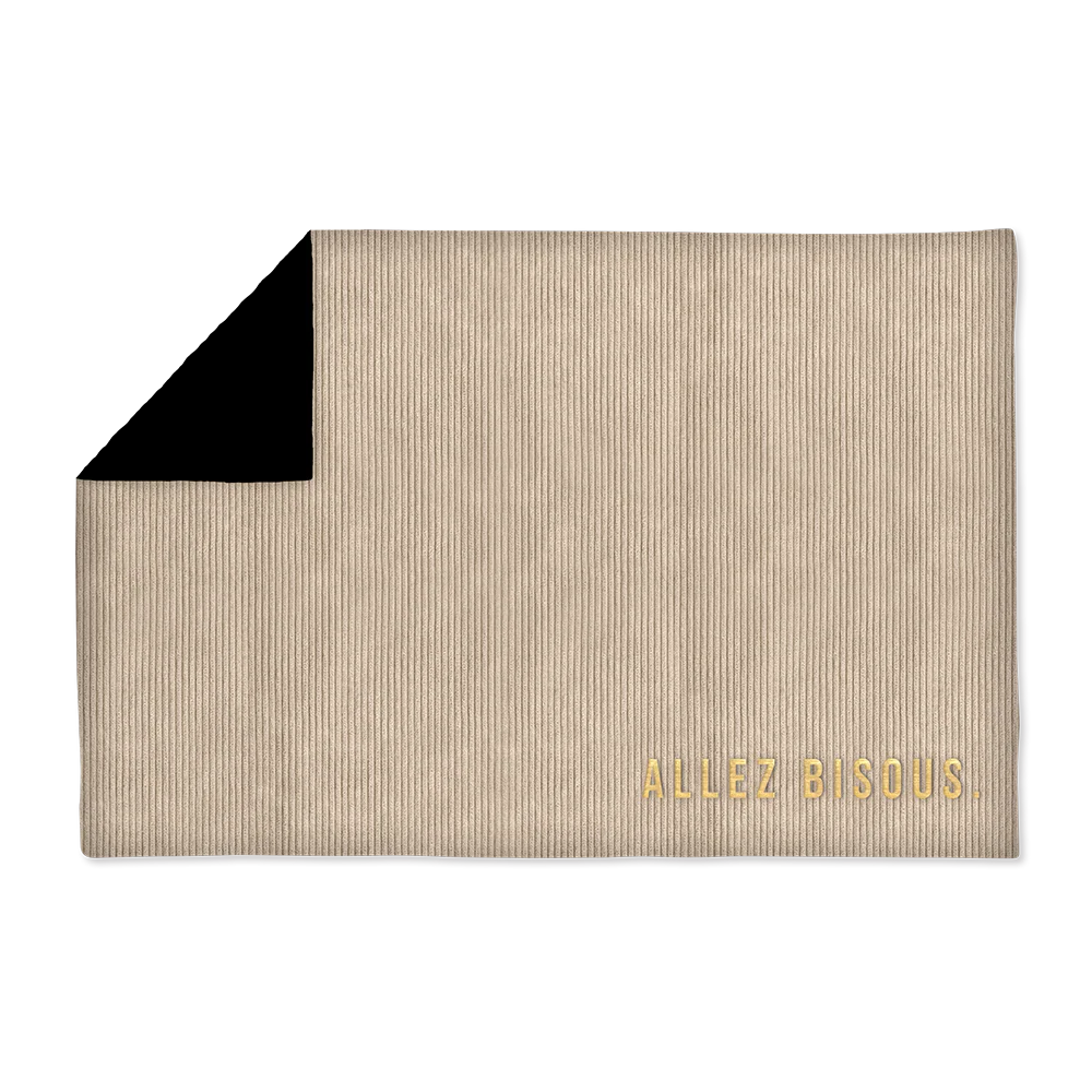 Plaid en velours côtelé écru brodé - 120 x 180 cm