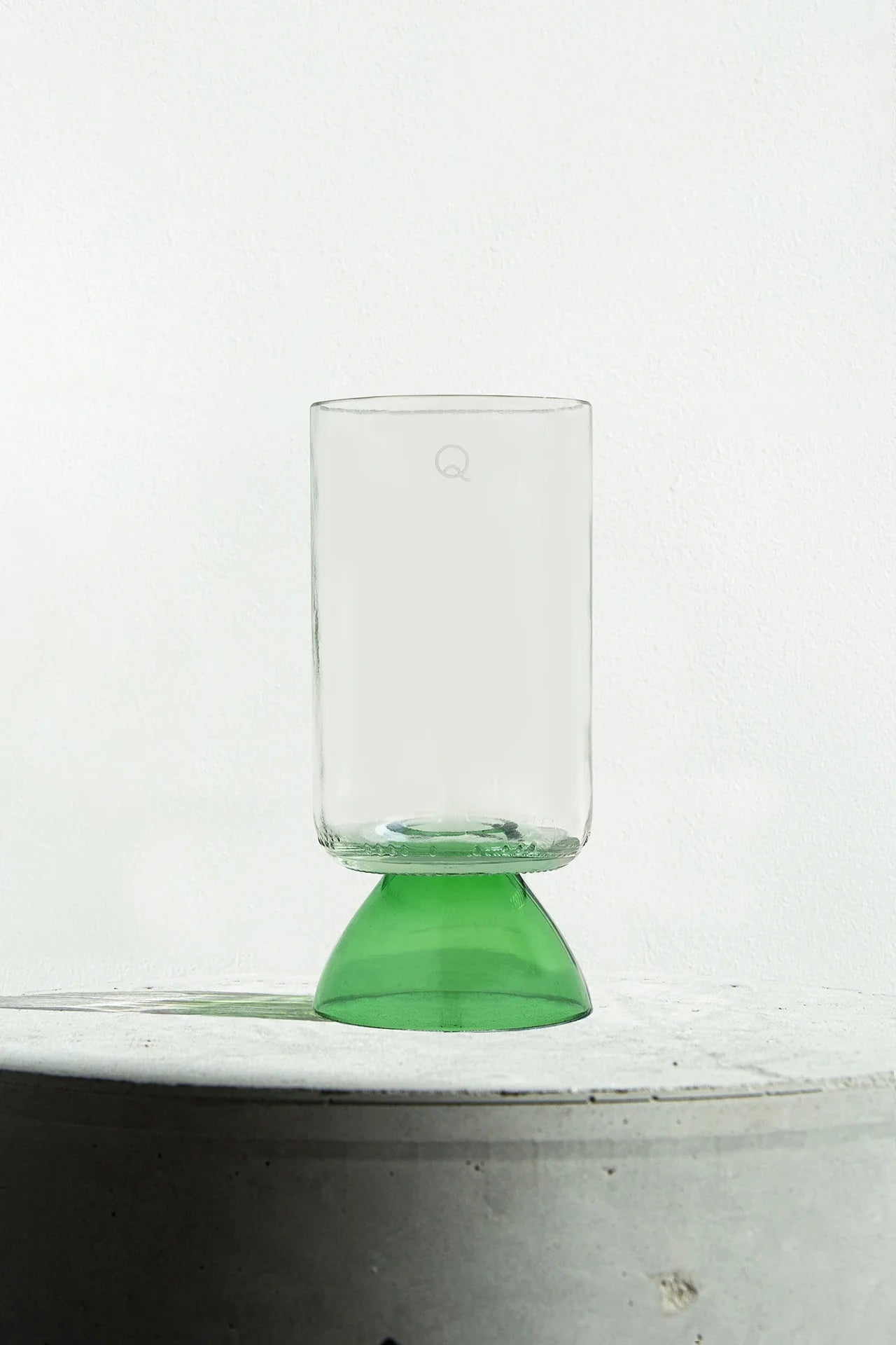 Verres à pied upcyclé x 2 transparent et vert
