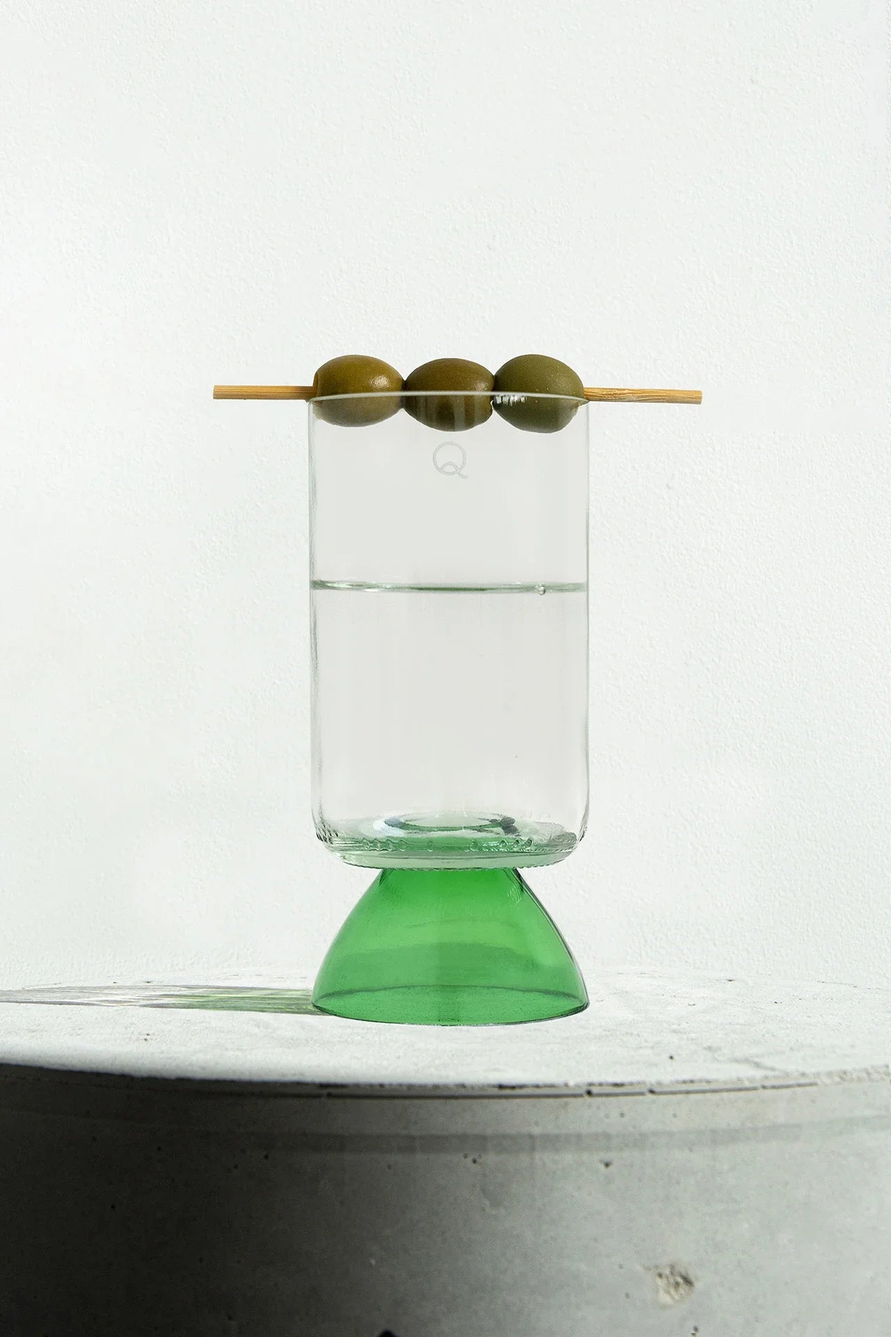 Verres à pied upcyclé x 2 transparent et vert