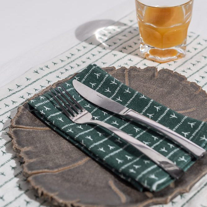 Serviette de table en lin vert foncé 45x45cm