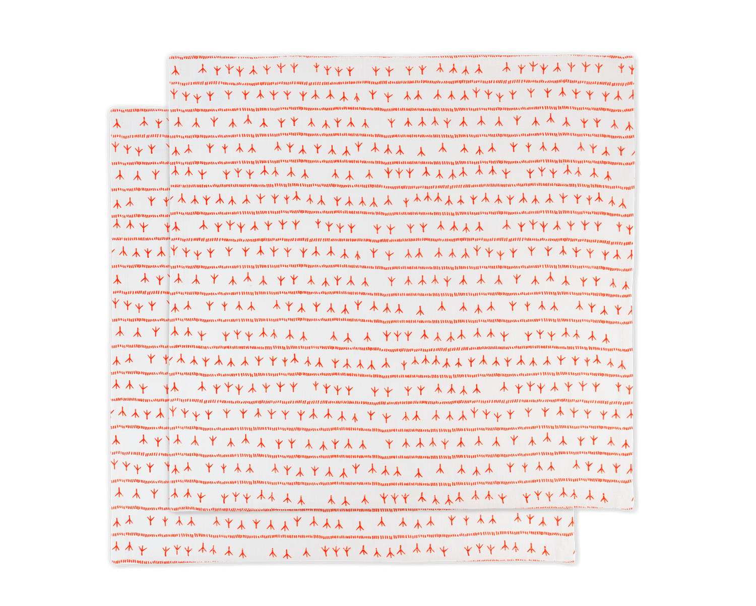 Serviette de table en lin blanche motif rouge 45x45cm