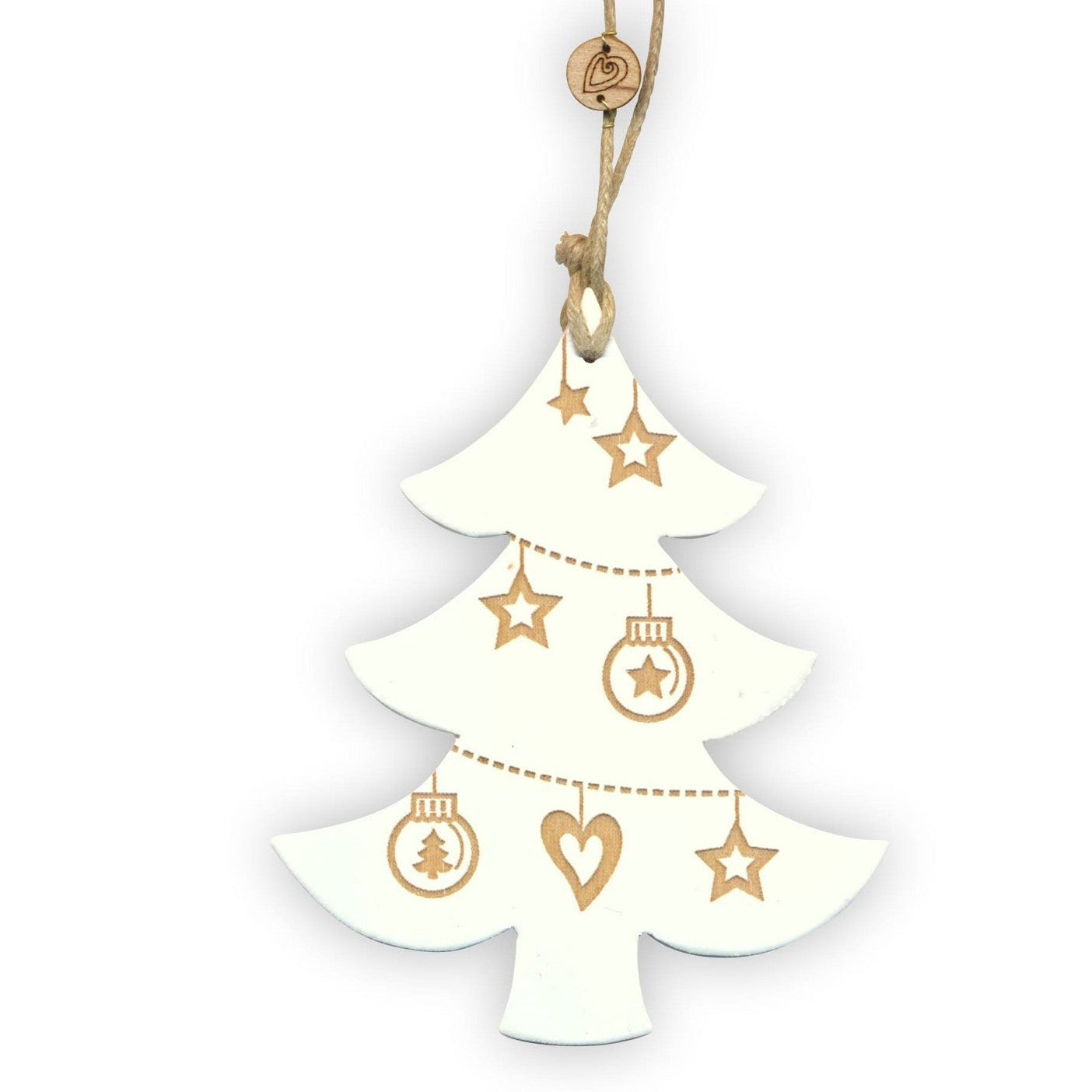 Suspension Noël en bois - Sapin blanc guirlandes