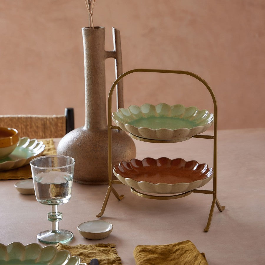 Support pour 2 petites assiettes Marrakesh doré