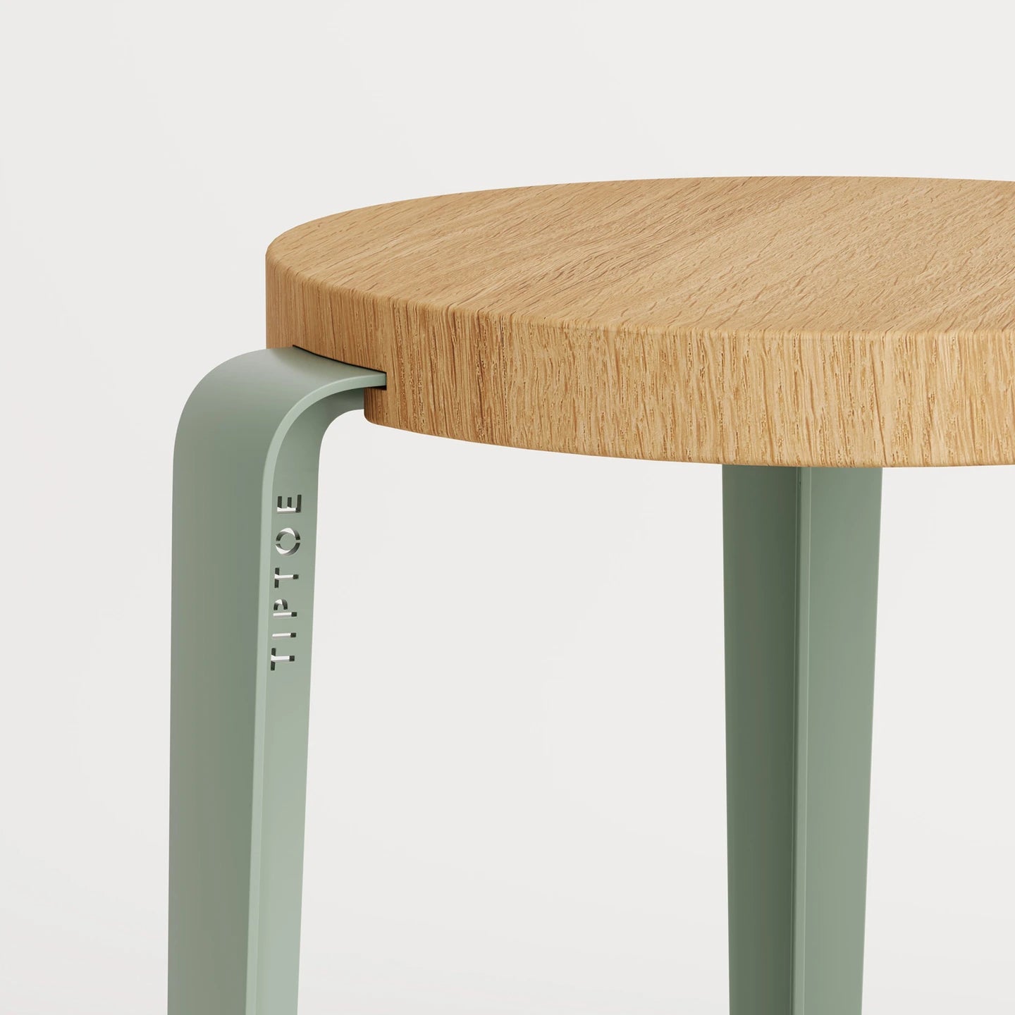 Tabouret mi–haut MI LOU (chêne, gris eucalyptus, round)