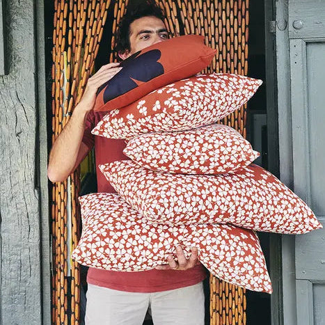 Coussin Outdoor Trefle - 44 x 44 cm Ocre Rouge