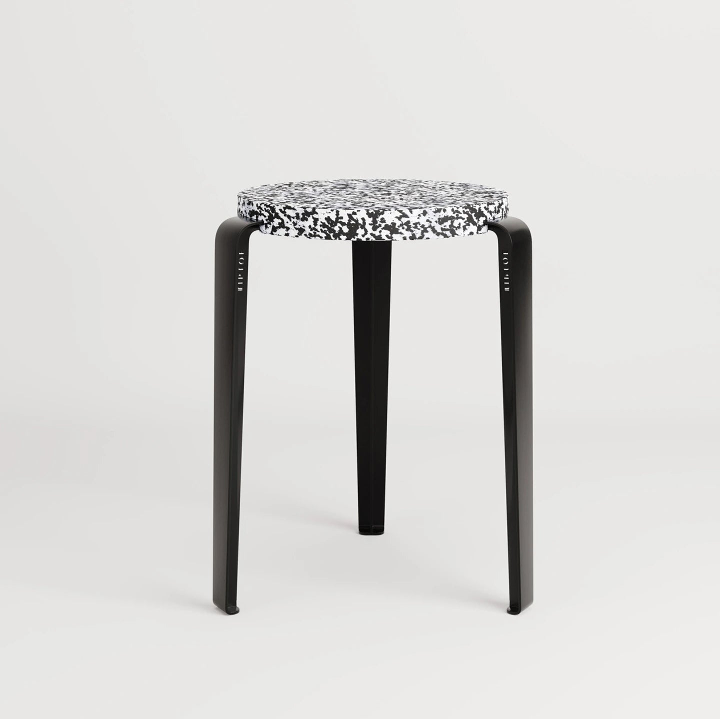 Tabouret LOU (plastique recyclé macchiato, noir graphite)