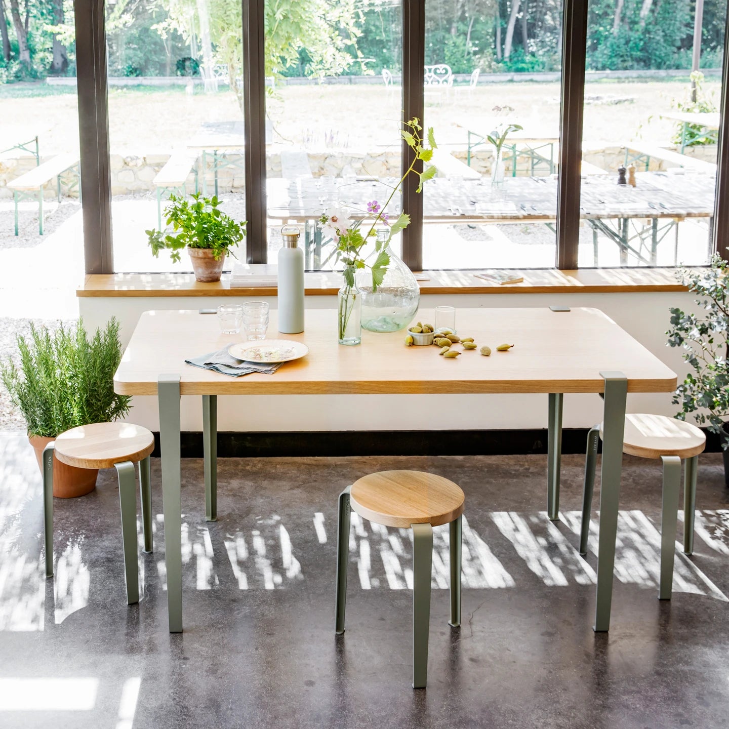 Tabouret LOU (chêne, gris eucalyptus)