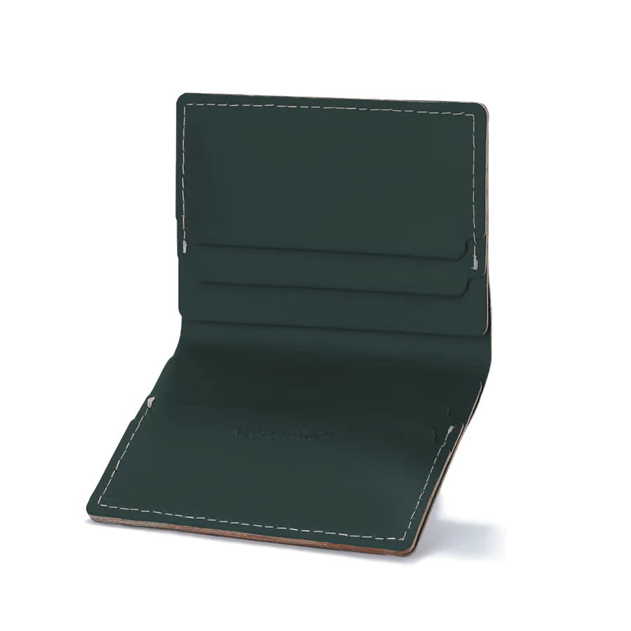 Porte-cartes double en cuir recyclé - Vert Amazonia