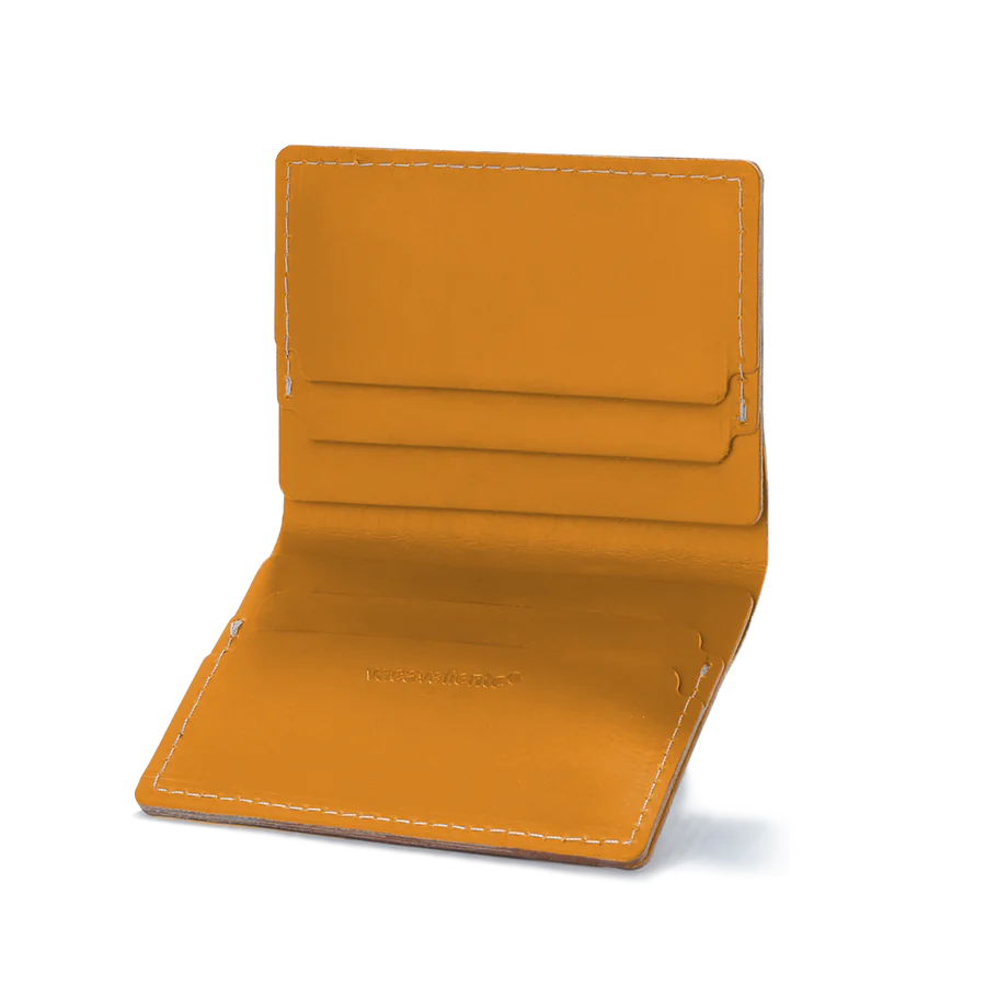 Porte-cartes double en cuir recyclé - Orange