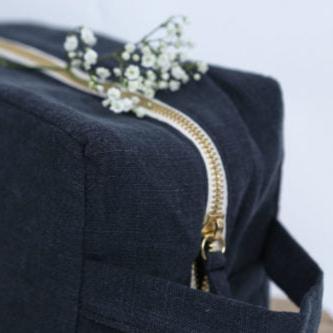 Trousse de toilette en lin - Caviar