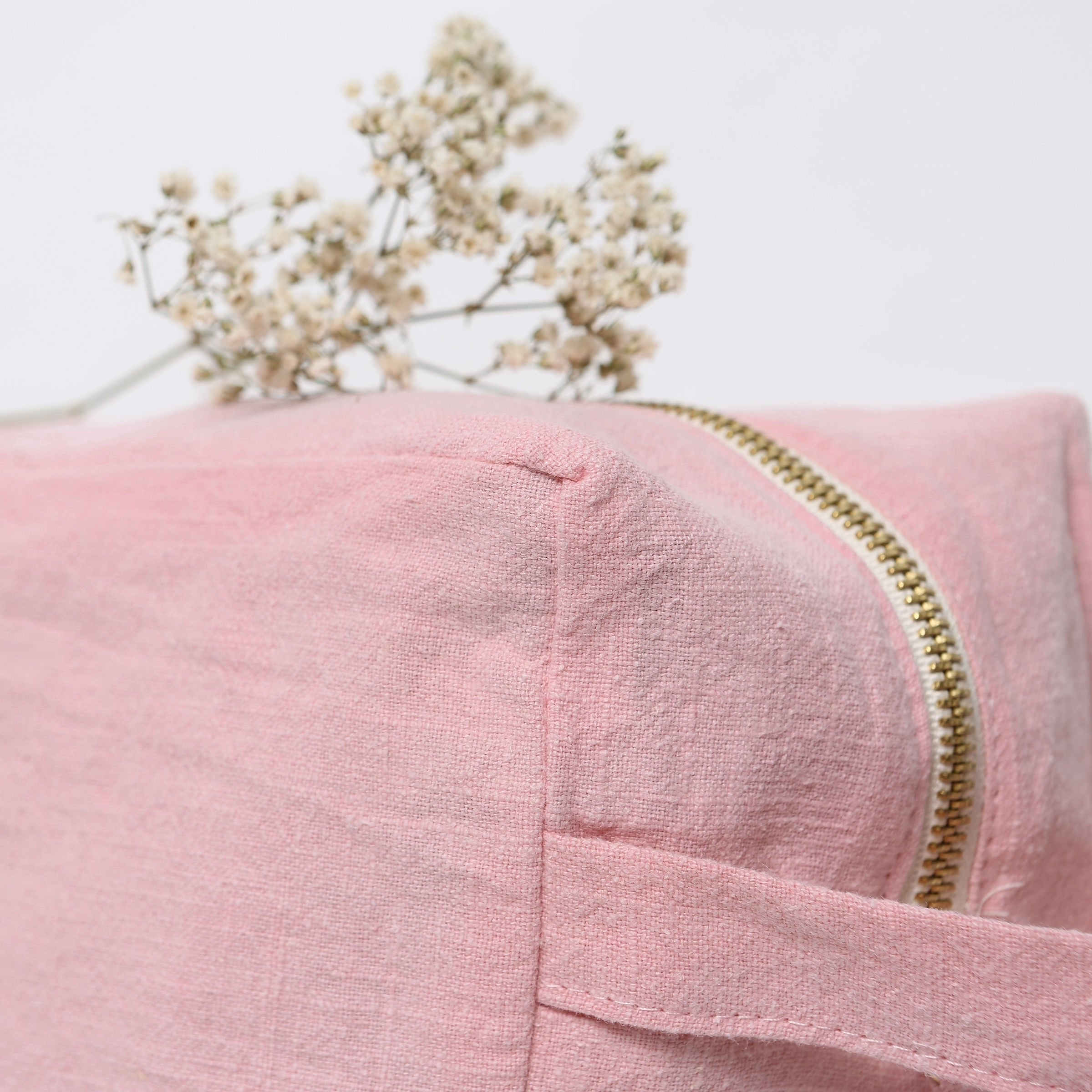 Trousse de toilette en lin - Rose Blush