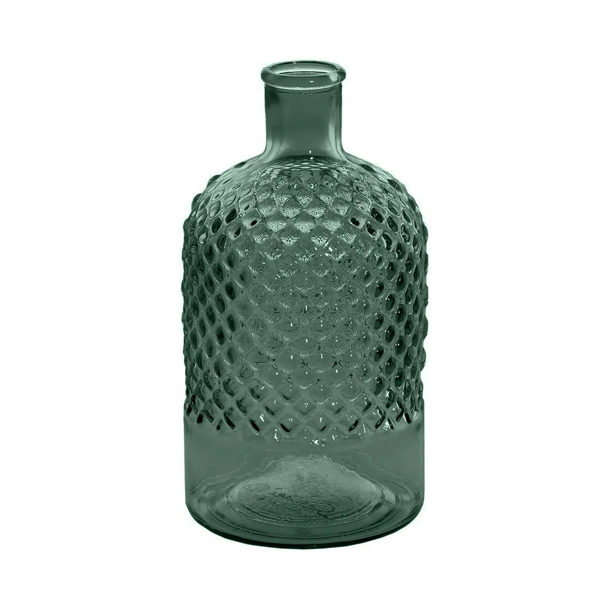 Vase bouteille en verre recyclé - Vert Eucalyptus - 22 ou 28 cm