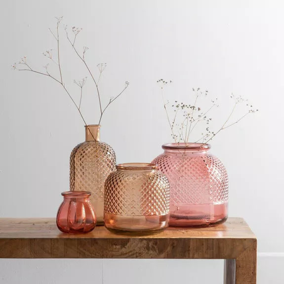 Vase en verre recyclé rose - 24 cm