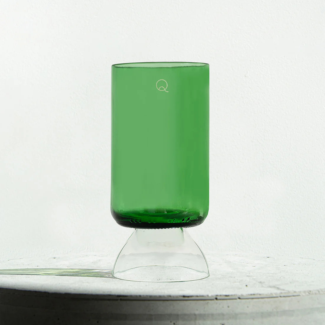 Verres à pied upcyclé x 2 vert et transparent