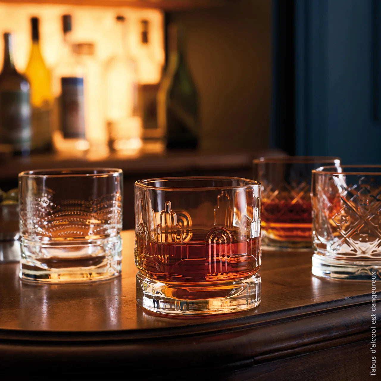 Coffret 4 gobelets à Whisky DANDY 4 motifs assortis