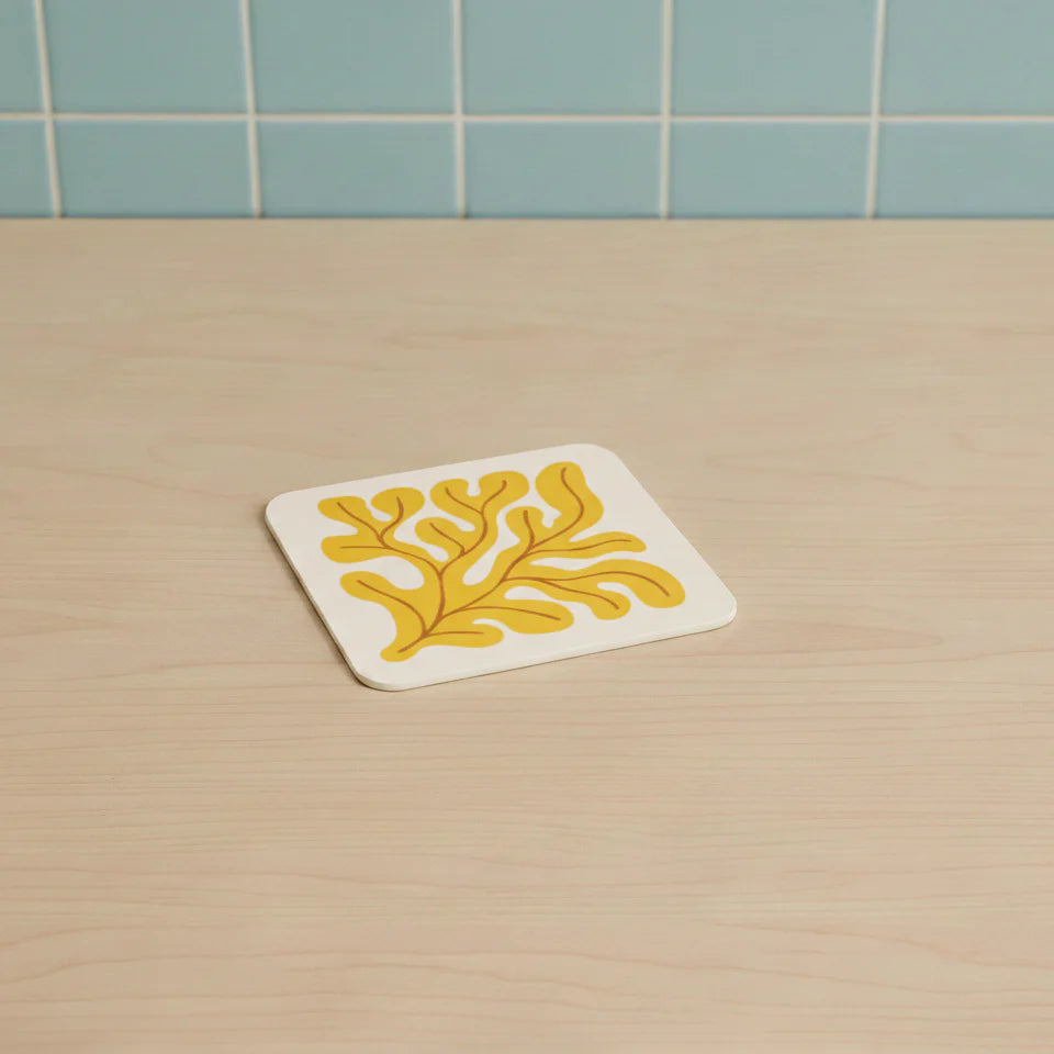 Dessous de verre x 1 - Algues - Jaune