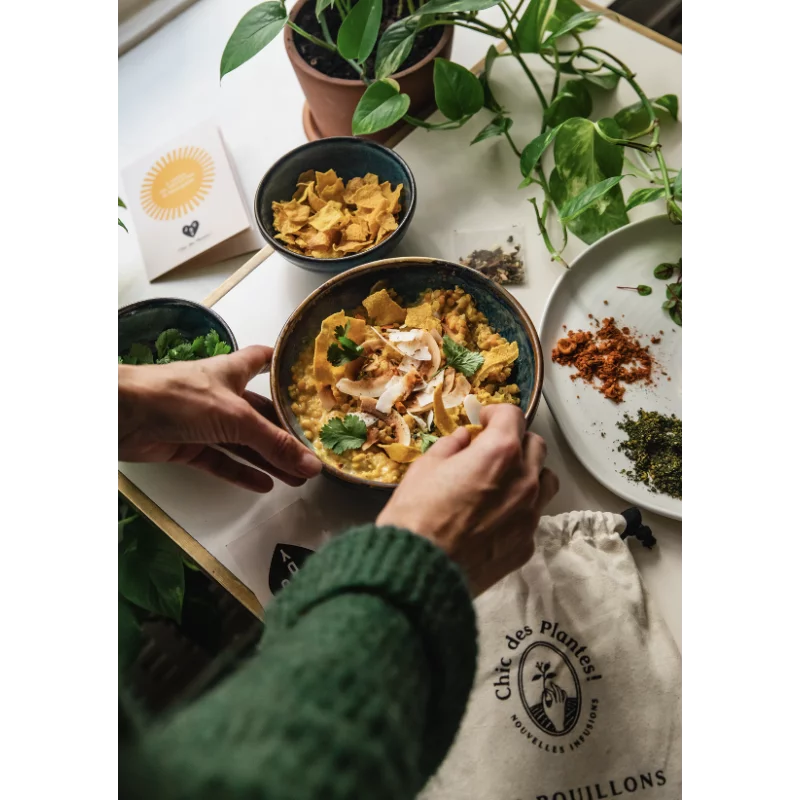 POCHON DÉCOUVERTE BOUILLONS BIO (4 RÉFÉRENCES x 5 SACHETS + MENU)