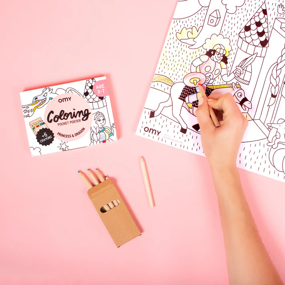 COLORIAGE POCKET - PRINCESSES & DRAGONS