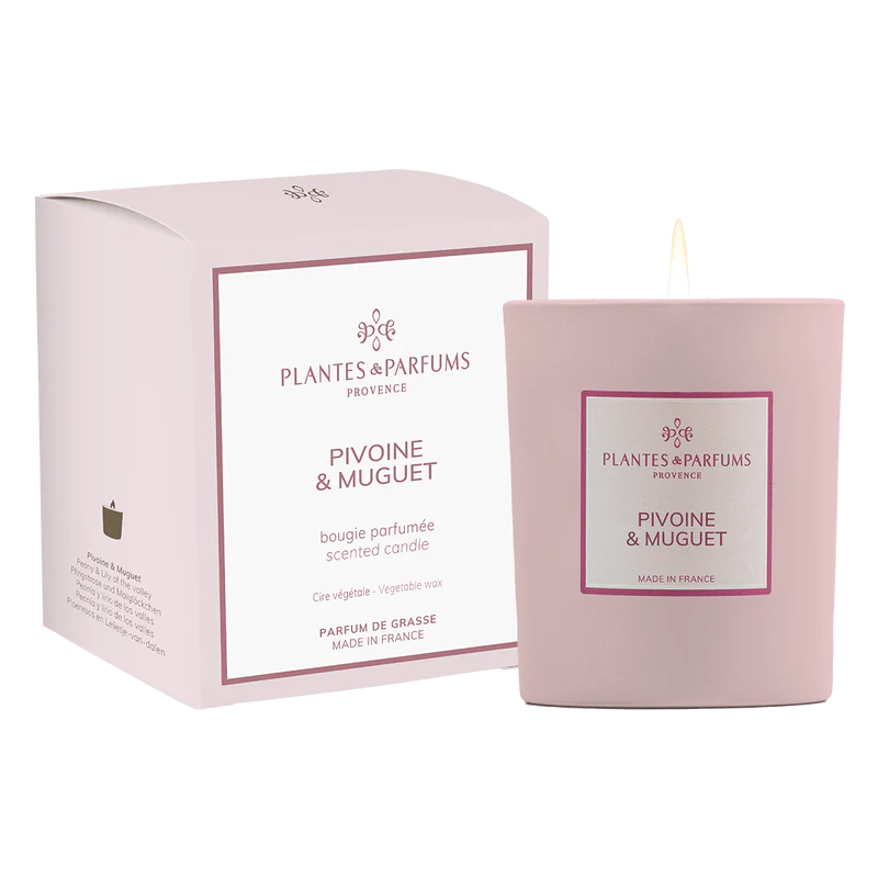Bougie Végétale Pivoine & Muguet 180g avec étui