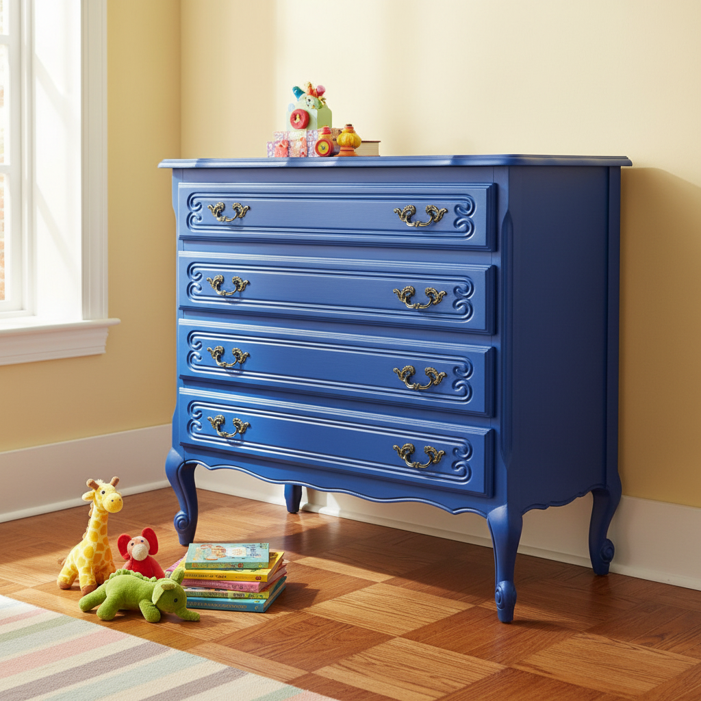 Commode bleue - chambre d'enfant