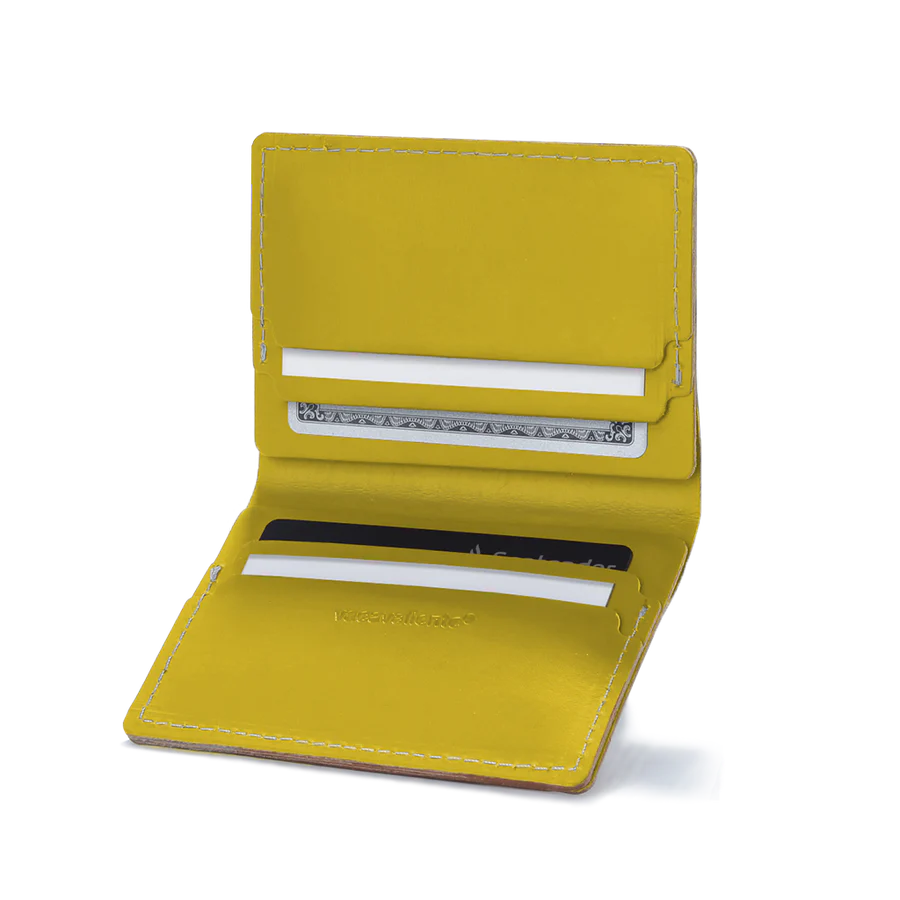 Porte-cartes double en cuir recyclé - Pistache