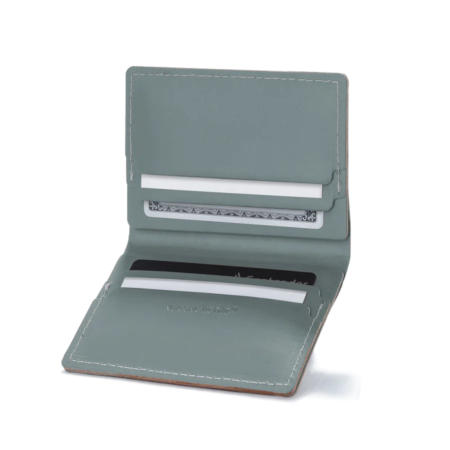 Porte-cartes double en cuir recyclé - Eucalyptus