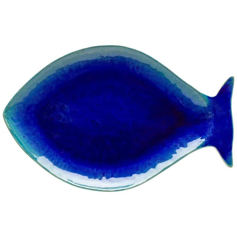 Plat poisson ovale bleu atlantique- 43 cm