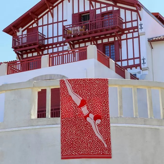 Drap de plage 180 x 100cm - Baigneuse Rouge Cuit