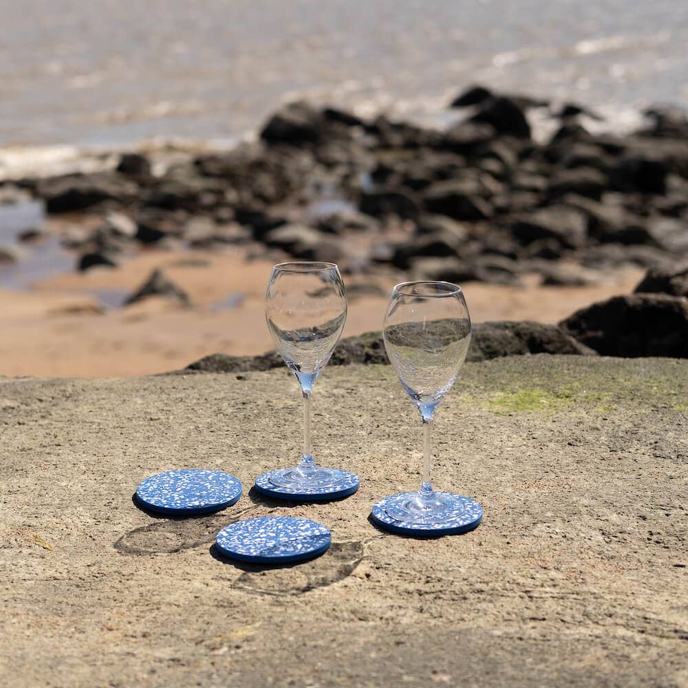Lot de 4 dessous de verres en coquillages recyclés - HELIOS