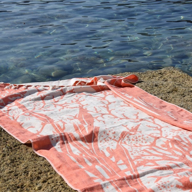 Fouta Anemone - Corail - 90x160