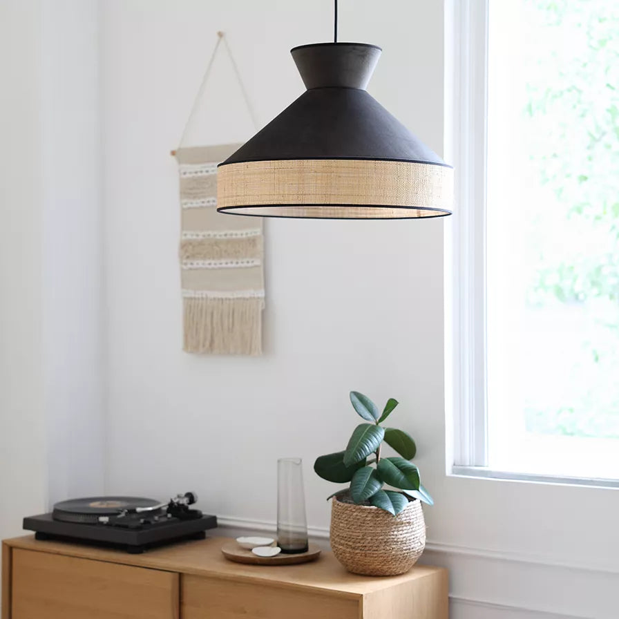 Suspension Gatsby - velours anthracite - 52cm