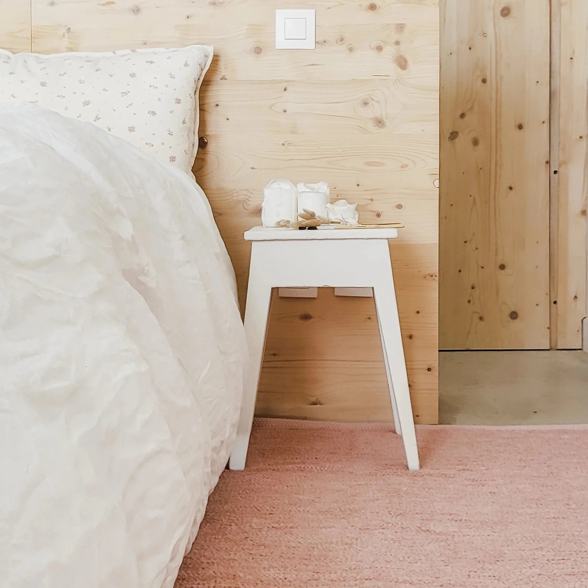 Tapis rose poudré en coton recyclé