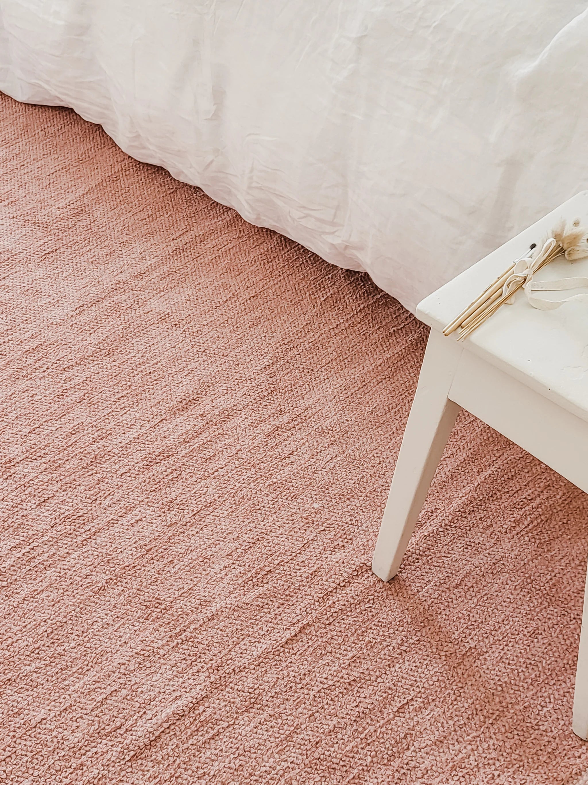 Tapis rose poudré en coton recyclé