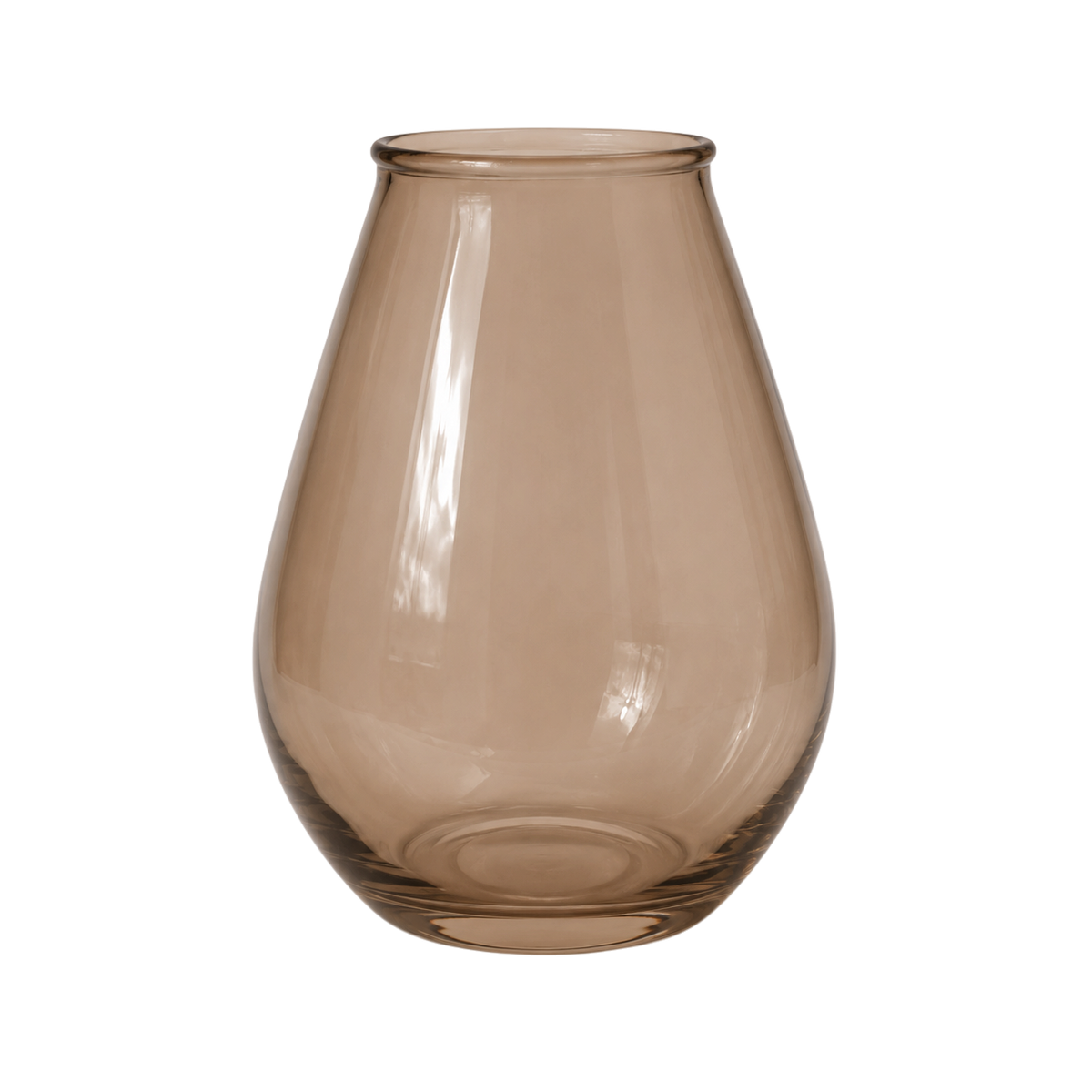 Grand vase NewUsed Collection en verre recyclé taupe semi-opaque de 36 cm de hauteur