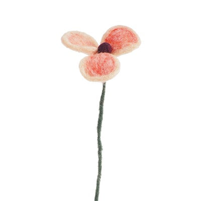 Fleur en laine - Coquelicot rose pêche