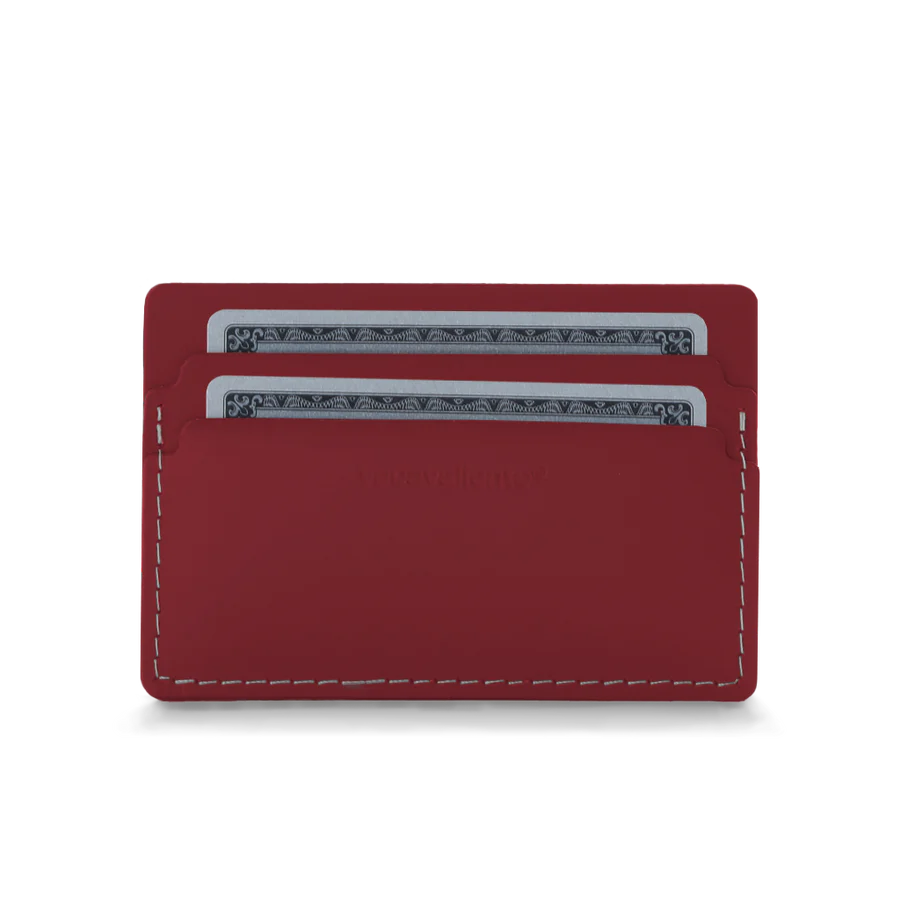 Porte-cartes en cuir recyclé - Rouge Merlot
