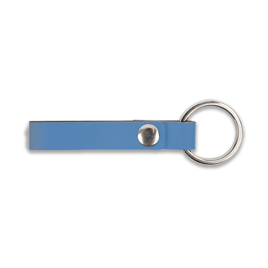 Porte-clés en cuir recyclé - Bleu Lichen