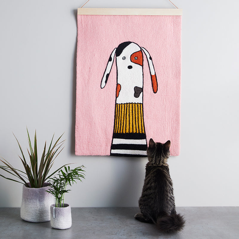 POSTER, Dog in a pink room