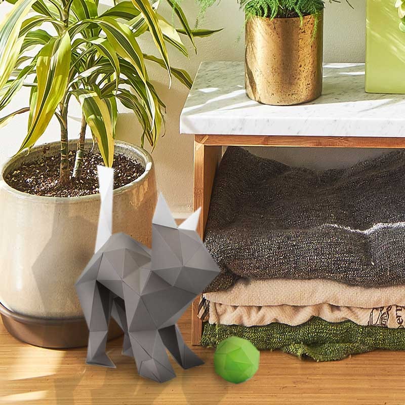 Chat en papier 3D - Kitty poivre et sel