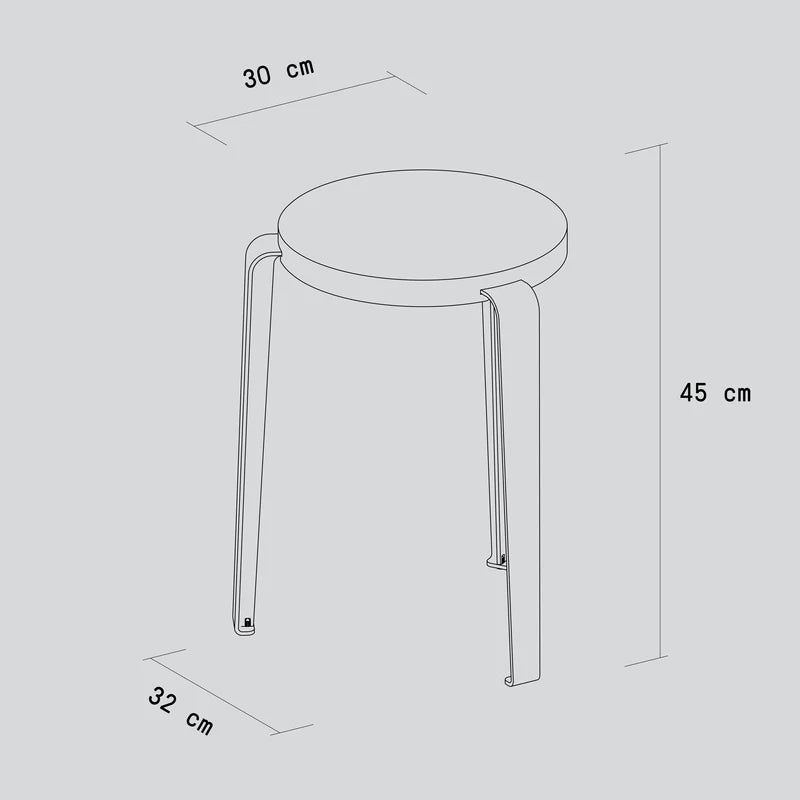 Tabouret LOU assise en chêne - Bleu Azur