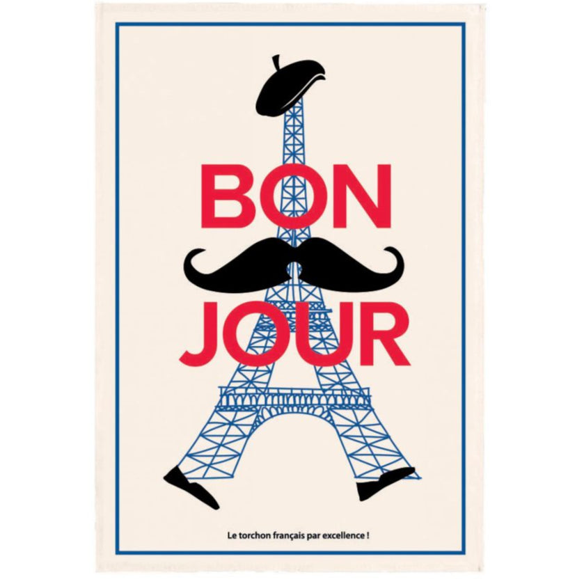 Torchon Bonjour Ecru 48 x 72 cm