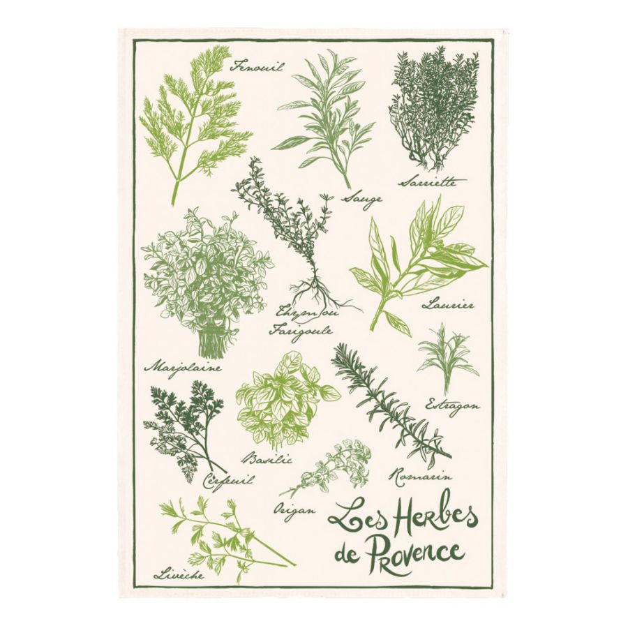 Torchon Les herbes de provence Ecru 48 x 72 cm