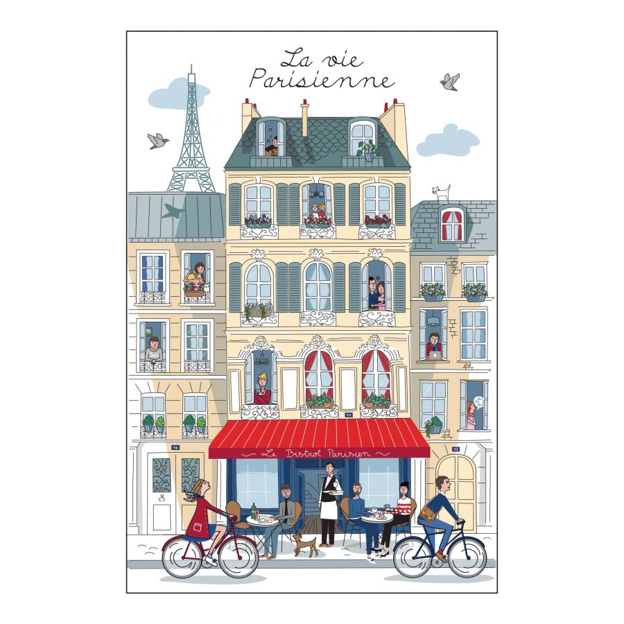 Torchon La vie parisienne Blanc 48 x 72 cm