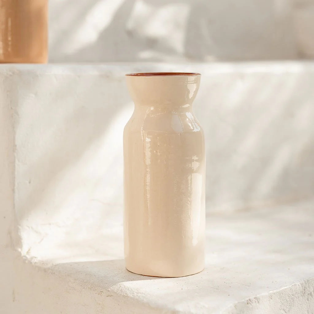 Vase Totem Mediterranea uni blanc