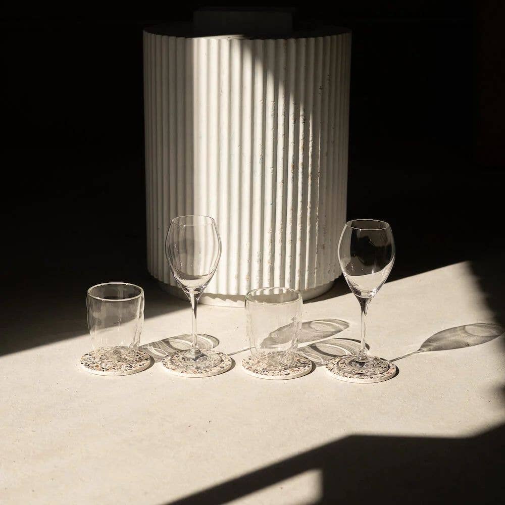 Lot de 4 dessous de verres en coquillages recyclés - HELIOS