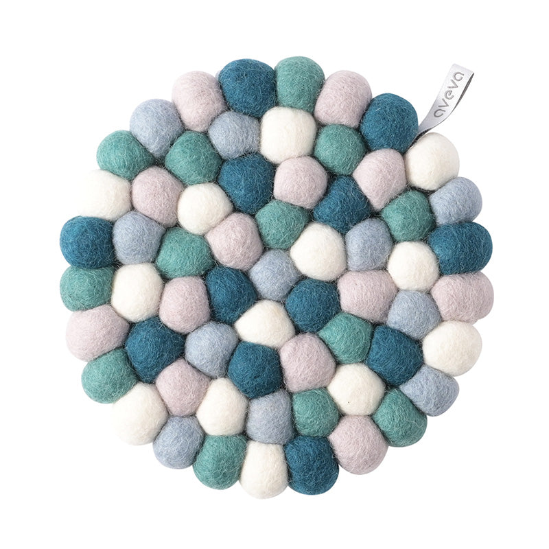 Dessous de plat rond en laine  - Aquarius Bleu 17 cm