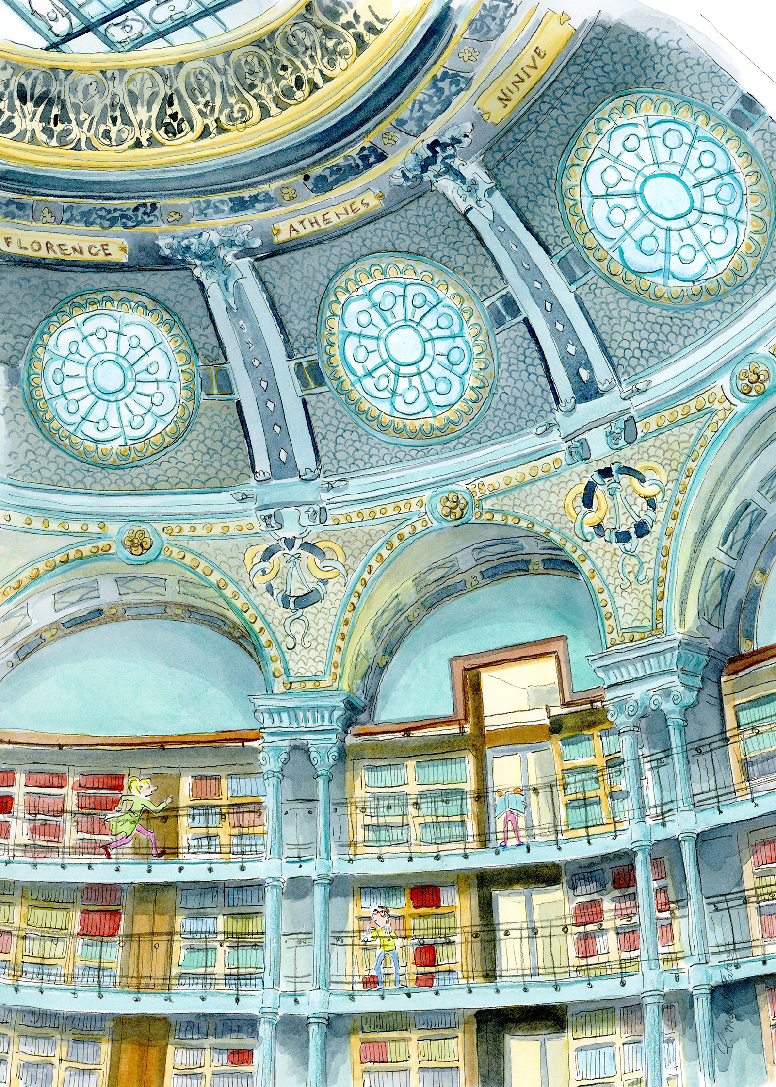 Affiche CLAIRE MOREL FATIO - Perdus dans les livres