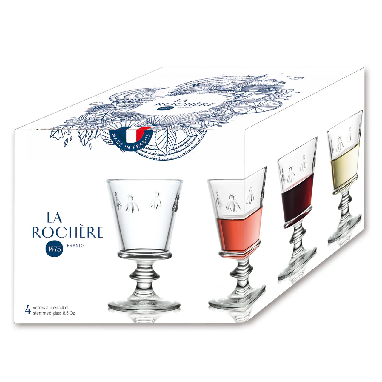 Coffret de 4 verres à vin ABEILLE