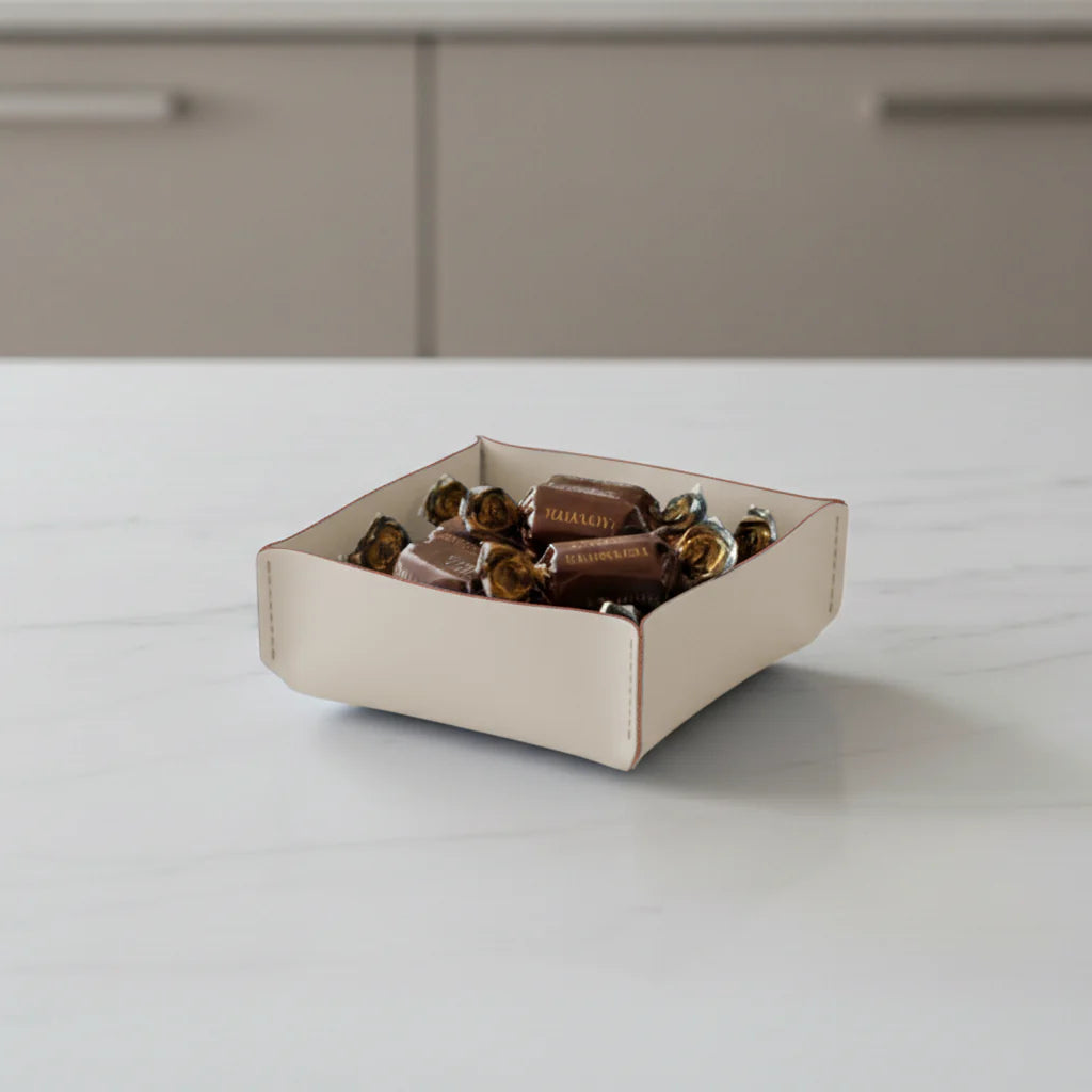 Petit Panier de Rangement recyclé 15 x 15 cm - Beige
